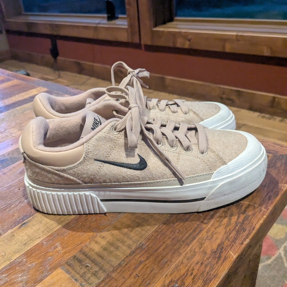 Nike Tan Sneakers with Black Swoosh